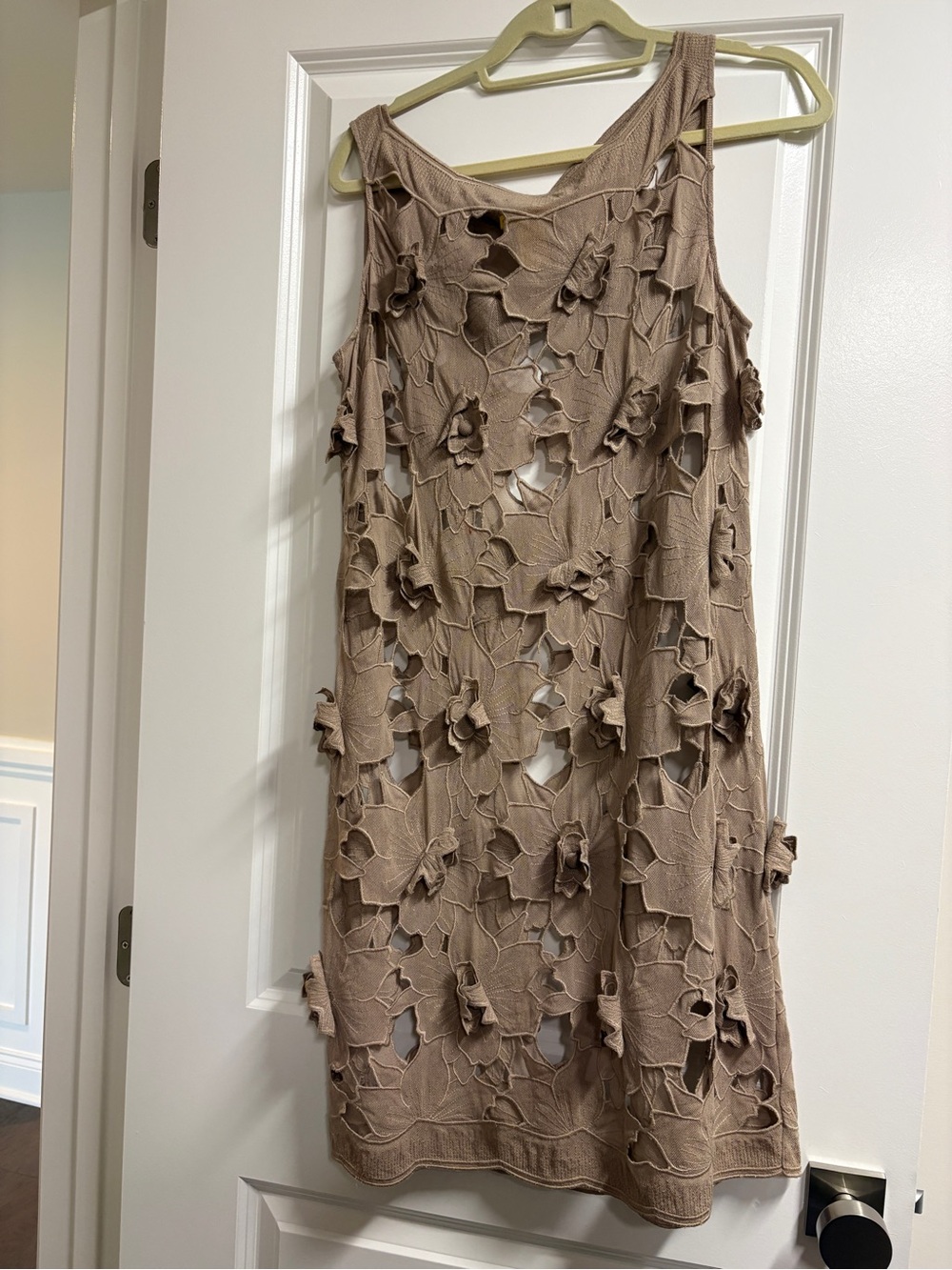 Catherine Malandrino Taupe Floral Cutout Midi Dress
